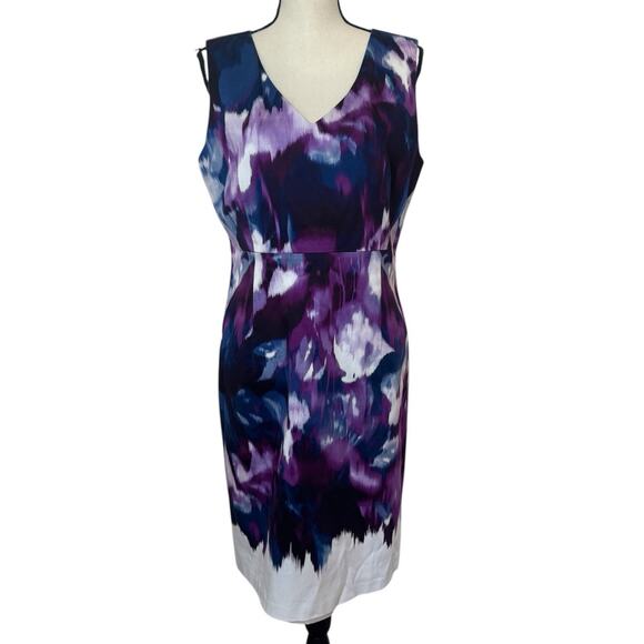 Tahari Dresses & Skirts - Tahari Chambray Dress Women's Plus Size 14 Sleeveless Sheath V-Neck Purple/Blue